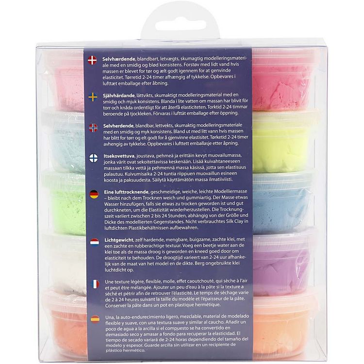 Produktbild: Creativ Company Silk Clay&reg;, Basic 2, sortierte Farben, 10x40 g
