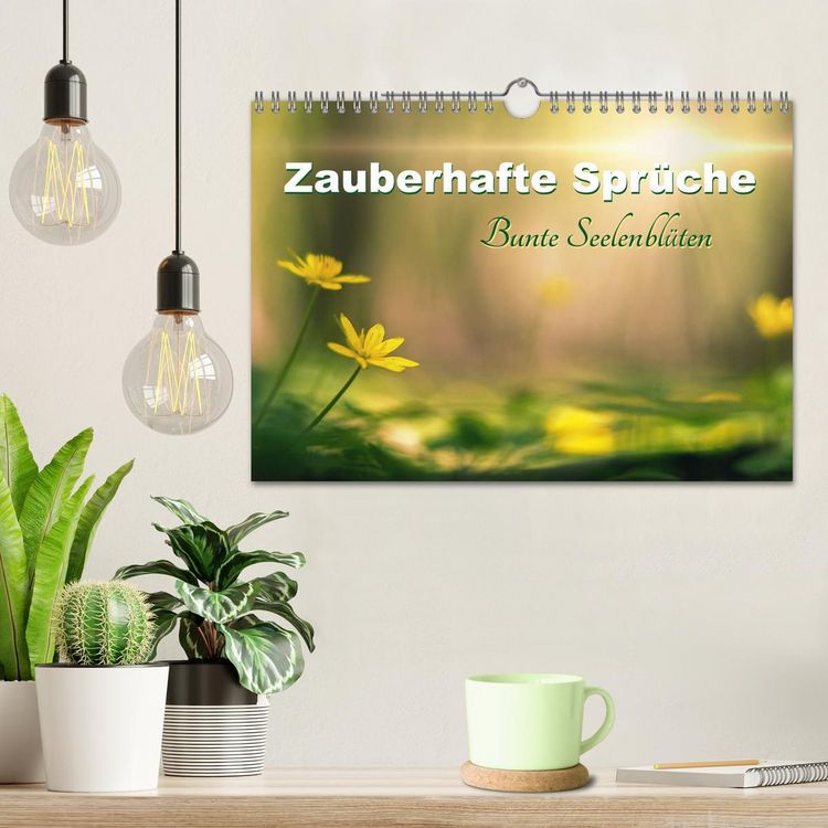 Produktbild: Zauberhafte Spr&uuml;che - Bunte Seelenbl&uuml;ten (Wandkalender 2026 DIN A4 quer), CALVENDO Monatskalender