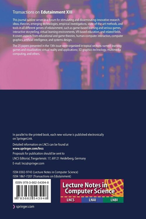 Produktbild: Transactions on Edutainment XIII