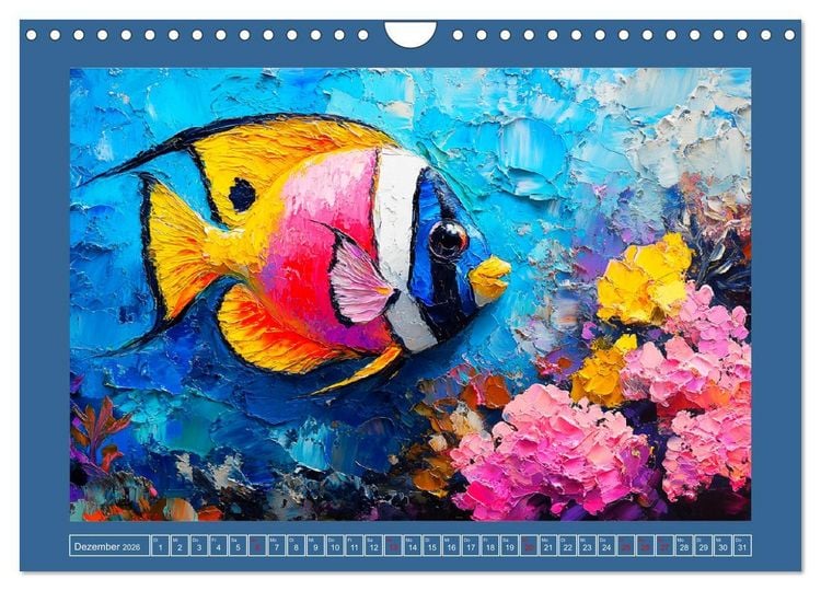Produktbild: Bunte Fische im &Ouml;lgem&auml;lde-Stil. Zuhause in den Meerestiefen (Wandkalender 2026 DIN A4 quer), CALVENDO Monatskalender