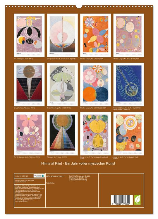 Produktbild: Hilma af Klint - Ein Jahr voller mystischer Kunst (hochwertiger Premium Wandkalender 2026 DIN A2 hoch), Kunstdruck in Hochglanz