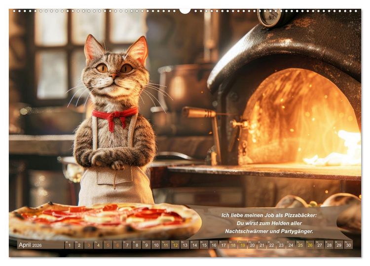 Produktbild: Tierisch lustige Pizzab&auml;cker (hochwertiger Premium Wandkalender 2026 DIN A2 quer), Kunstdruck in Hochglanz