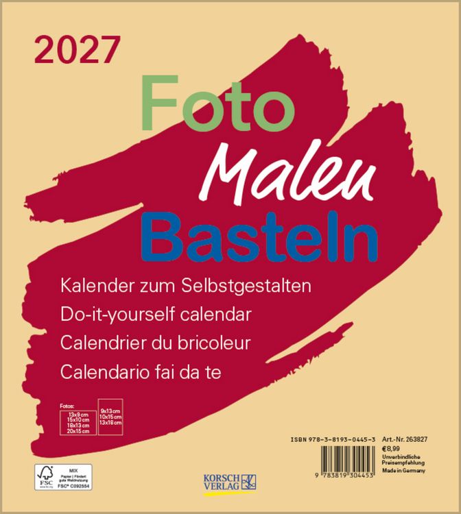 Produktbild: Foto-Malen-Basteln Bastelkalender beige 2027