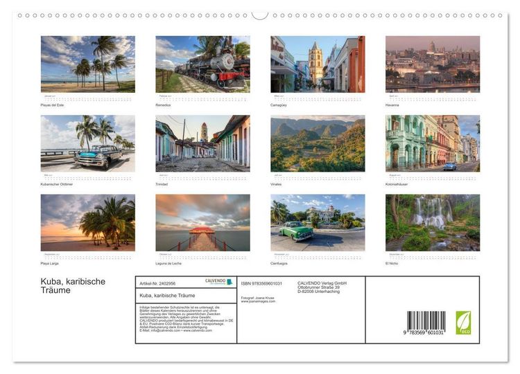 Produktbild: Kuba, karibische Tr&auml;ume (hochwertiger Premium Wandkalender 2027 DIN A2 quer), Kunstdruck in Hochglanz