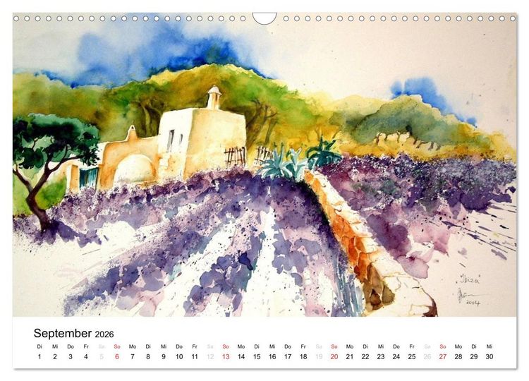 Produktbild: Aquarelle - quer durch Europa (Wandkalender 2026 DIN A3 quer), CALVENDO Monatskalender