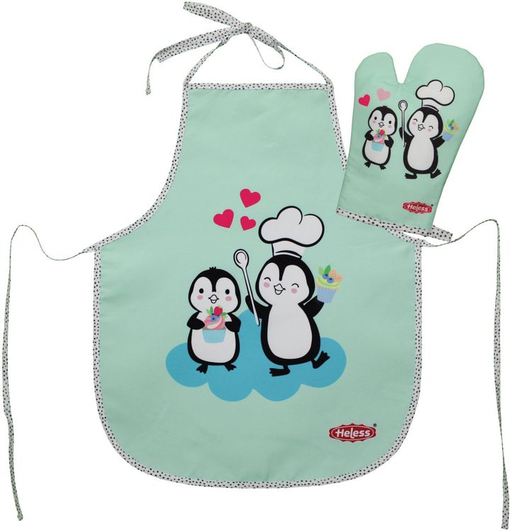 Produktbild: Heless - Kindersch&uuml;rze mit Topfhandschuh Pinguin