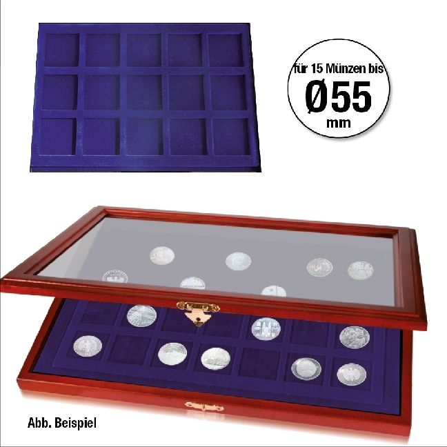 Produktbild: M&uuml;nzen-Vitrine f&uuml;r 15 M&uuml;nzen bis Durchmesser 55 mm