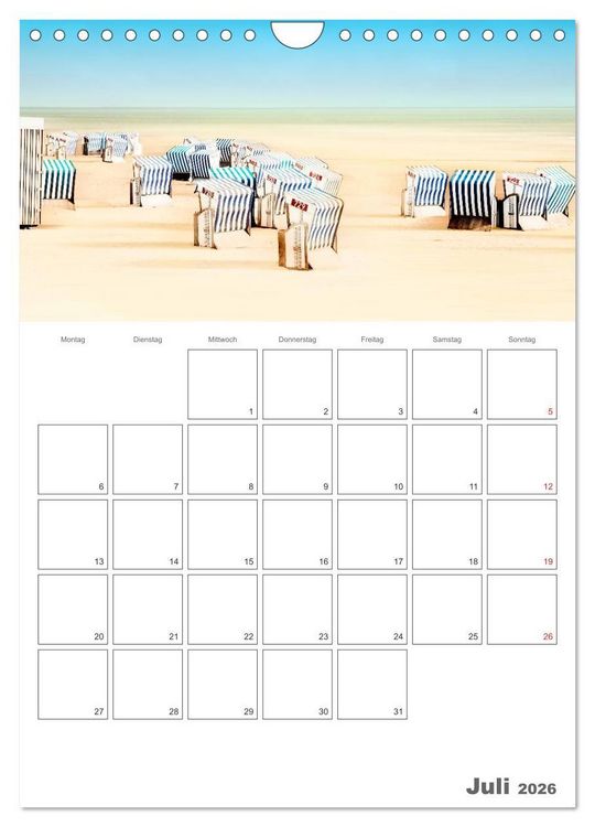 Produktbild: Strandbilder - K&uuml;nstlerische Impressionen von der Nordsee (Wandkalender 2026 DIN A4 hoch), CALVENDO Monatskalender