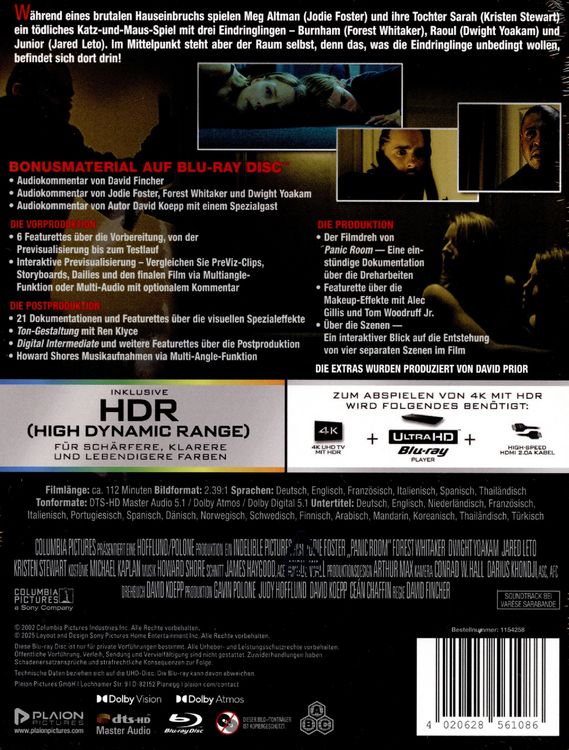 Produktbild: Panic Room - Limited Steelbook (4K Ultra HD) (+ Blu-ray) (+ Bonus-Blu-ray)