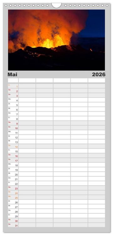 Produktbild: Familienplaner 2026 - Vulkanausbruch - Island mit 5 Spalten (Wandkalender, 21 x 45 cm) CALVENDO