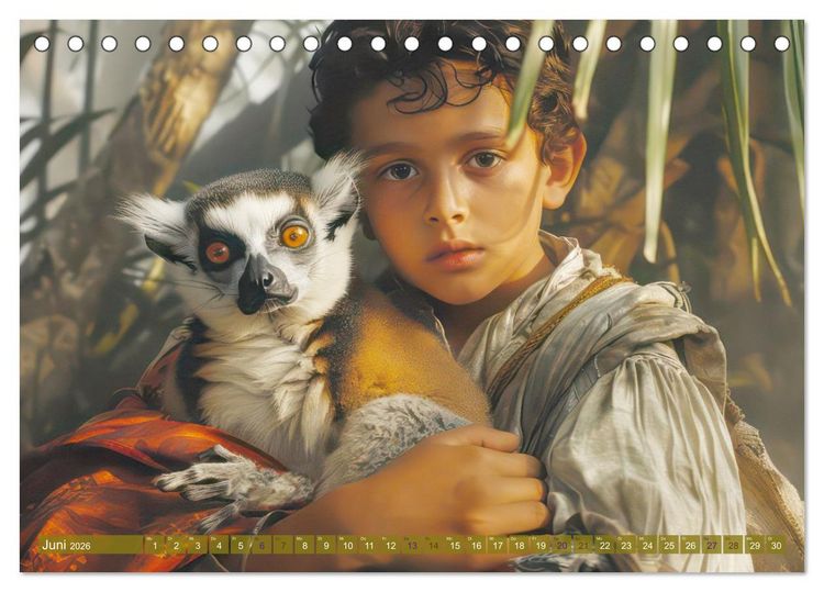 Produktbild: Eine kindliche Tierliebe - Herzensbilder (Tischkalender 2026 DIN A5 quer), CALVENDO Monatskalender