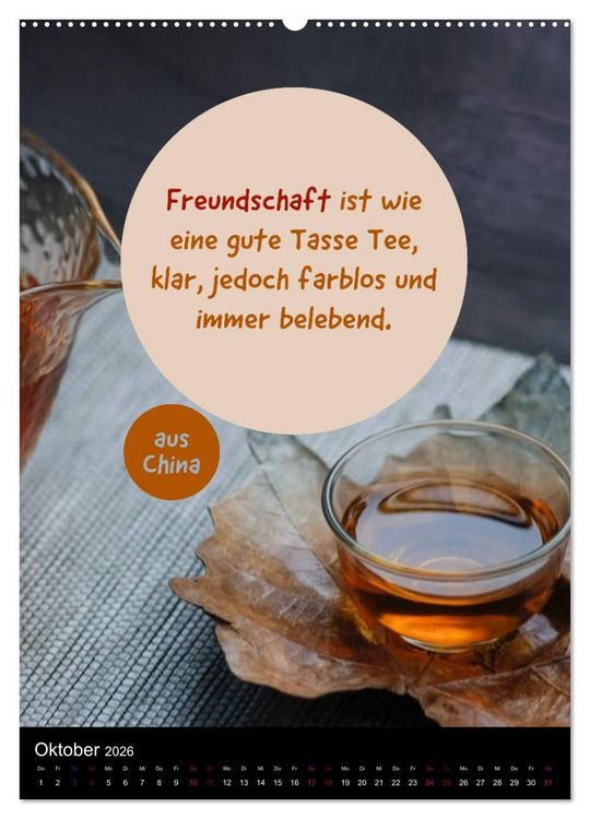 Produktbild: TEE Weisheiten und Zitate (Wandkalender 2026 DIN A2 hoch), CALVENDO Monatskalender