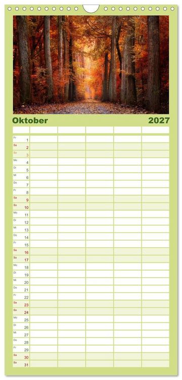 Produktbild: Familienplaner 2027 - Farbenfrohe Heimat mit 5 Spalten (Wandkalender, 21 x 45 cm) CALVENDO