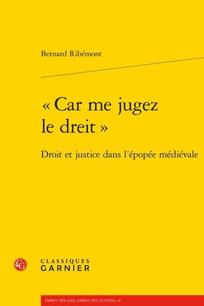 Produktbild: 'Car Me Jugez le Dreit' : Droit et Justice Dans l'Epopee Medievale