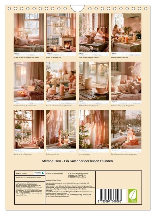 Produktbild: Atempausen - Ein Kalender der leisen Stunden (Wandkalender 2027 DIN A4 hoch), CALVENDO Monatskalender