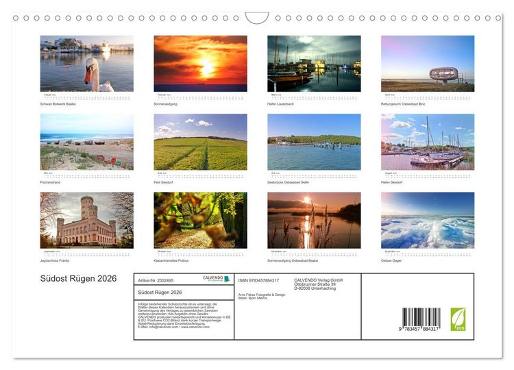 Produktbild: S&uuml;dost R&uuml;gen 2026 (Wandkalender 2026 DIN A3 quer), CALVENDO Monatskalender