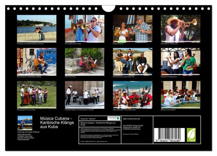 Produktbild: M&uacute;sica Cubana - Karibische Kl&auml;nge aus Kuba (Wandkalender 2026 DIN A4 quer), CALVENDO Monatskalender