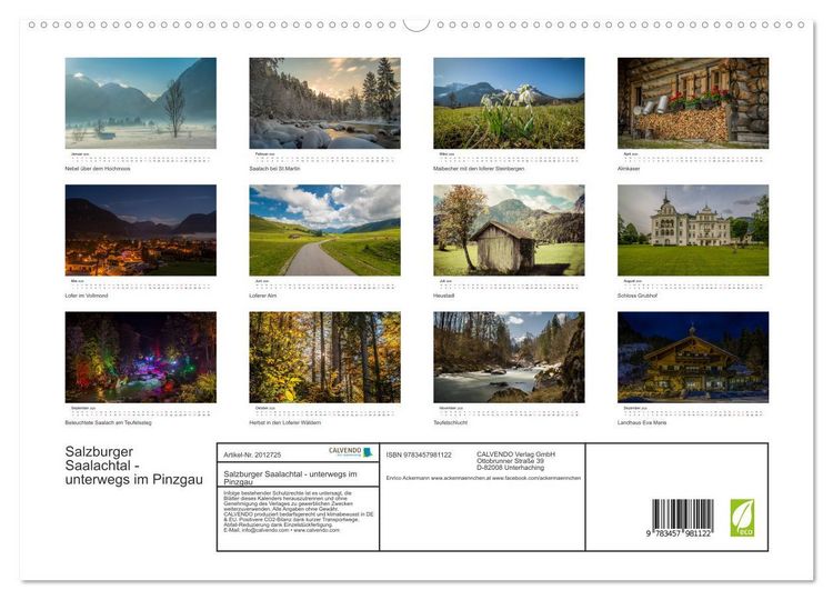 Produktbild: Salzburger Saalachtal - unterwegs im Pinzgau (hochwertiger Premium Wandkalender 2026 DIN A2 quer), Kunstdruck in Hochglanz