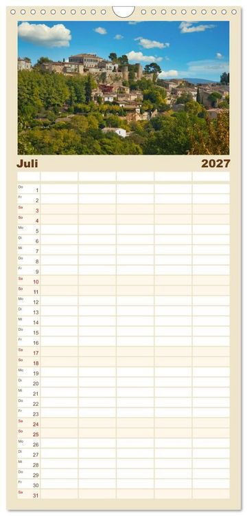 Produktbild: Familienplaner 2027 - Frankreichs idyllische D&ouml;rfer mit 5 Spalten (Wandkalender, 21 x 45 cm) CALVENDO