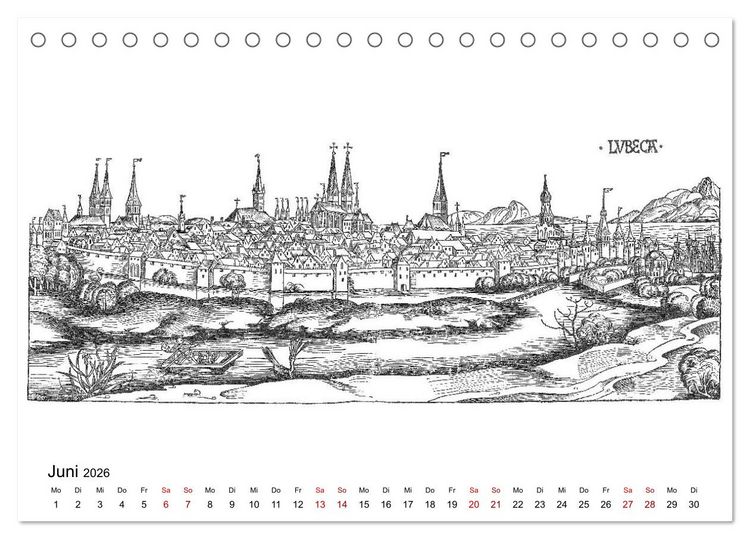 Produktbild: Schedelsche Weltchronik Deutsche St&auml;dte 1493 (Tischkalender 2026 DIN A5 quer), CALVENDO Monatskalender