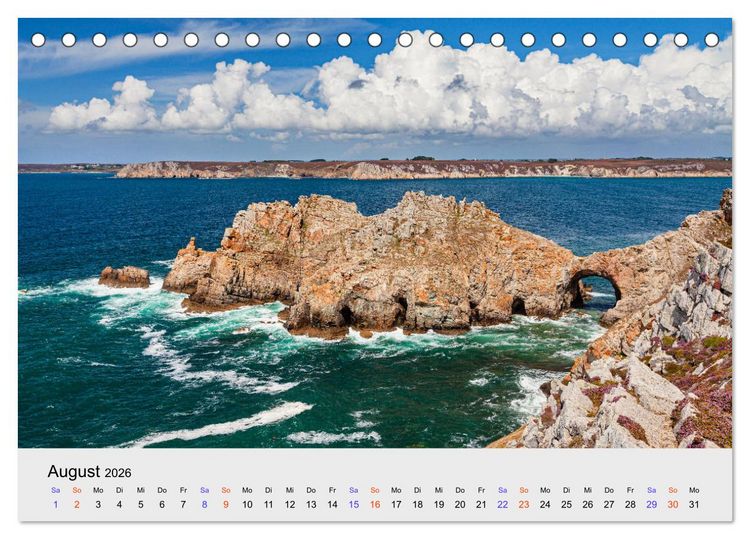 Produktbild: Bretagne Traumhafte K&uuml;sten in Frankreichs Nordwesten (Tischkalender 2026 DIN A5 quer), CALVENDO Monatskalender