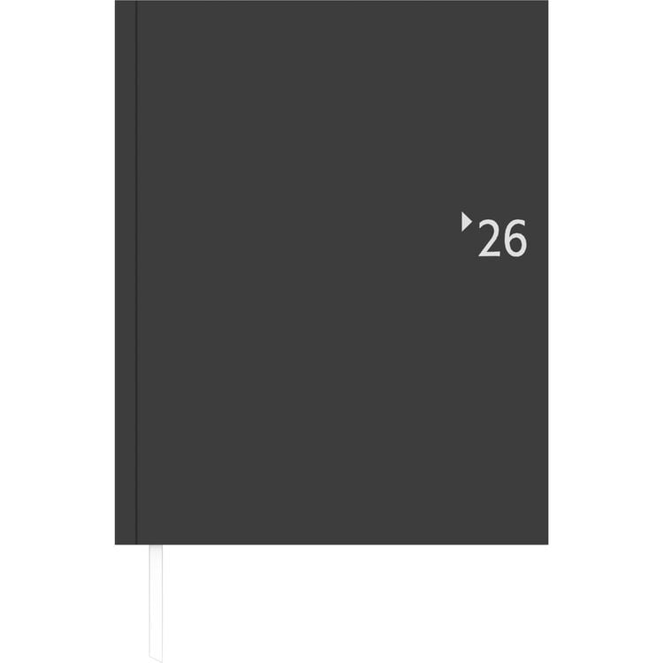 Produktbild: Wochenbuch anthrazit 2026 - Bürokalender 21x26,5 cm - 1 Woche auf 2 Seiten - 128 Seiten - mit Fadensiegelung - Leinenoptik - Notizbuch - 732-2621