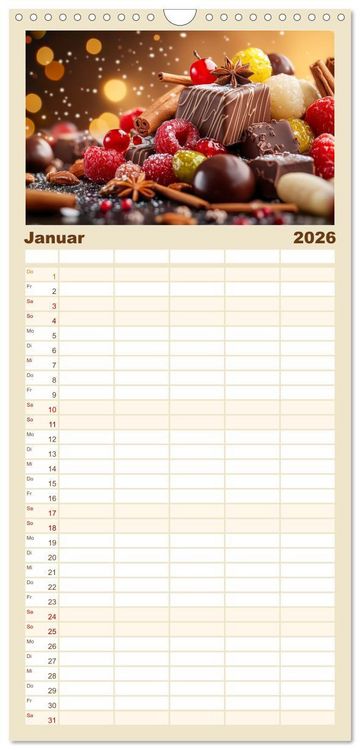 Produktbild: Familienplaner 2026 - Sch&auml;tze der Confiserie Kunst mit 5 Spalten (Wandkalender, 21 x 45 cm) CALVENDO