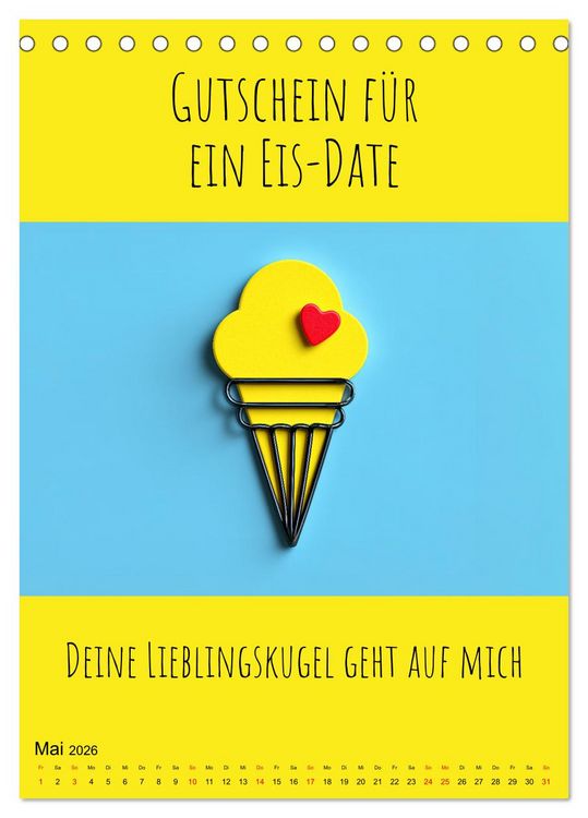 Produktbild: Gutscheinkalender - Gutschein Karten als Geschenk der Liebe (Tischkalender 2026 DIN A5 hoch), CALVENDO Monatskalender