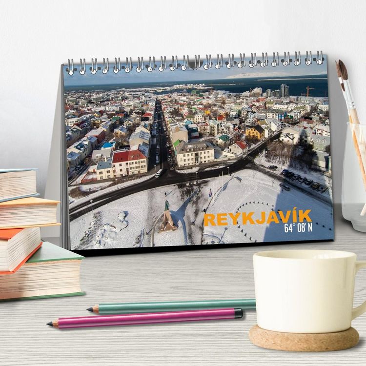Produktbild: Reykjav&igrave;k 64&deg; 08' N (Tischkalender 2027 DIN A5 quer), CALVENDO Monatskalender