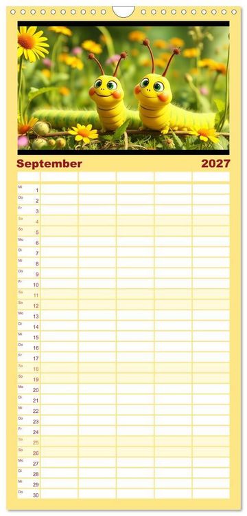 Produktbild: Familienplaner 2027 - Raupen-Rabatz - Ein Jahr voller Krabbelspa&szlig; mit 5 Spalten (Wandkalender, 21 x 45 cm) CALVENDO