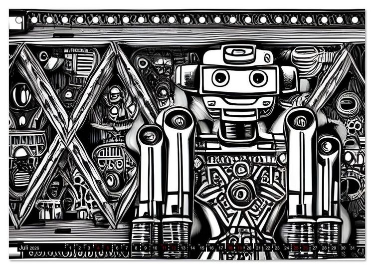 Produktbild: Roboter - Computertr&auml;ume aus der KI (Tischkalender 2026 DIN A5 quer), CALVENDO Monatskalender