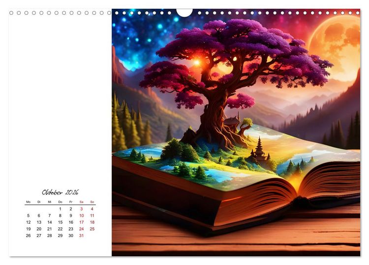 Produktbild: Fantastische surreale B&uuml;cherwelten (Wandkalender 2026 DIN A3 quer), CALVENDO Monatskalender