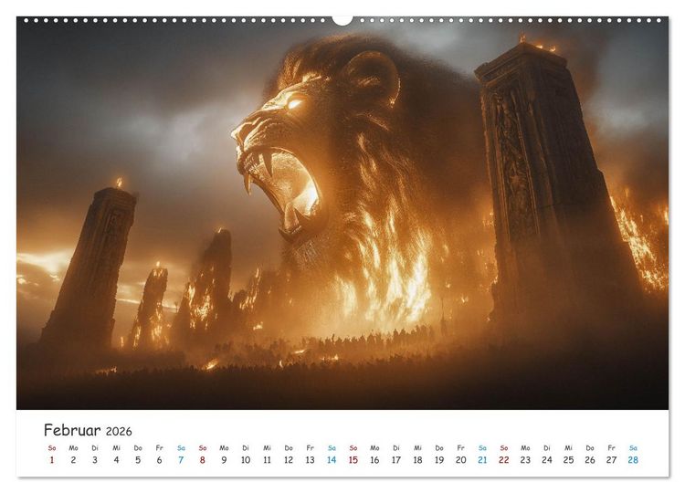 Produktbild: Die St&auml;rke der L&ouml;wenw&auml;chter (hochwertiger Premium Wandkalender 2026 DIN A2 quer), Kunstdruck in Hochglanz