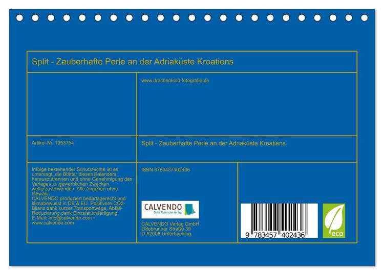 Produktbild: Split - Zauberhafte Perle an der Adriak&uuml;ste Kroatiens (Tischkalender 2026 DIN A5 quer), CALVENDO Monatskalender