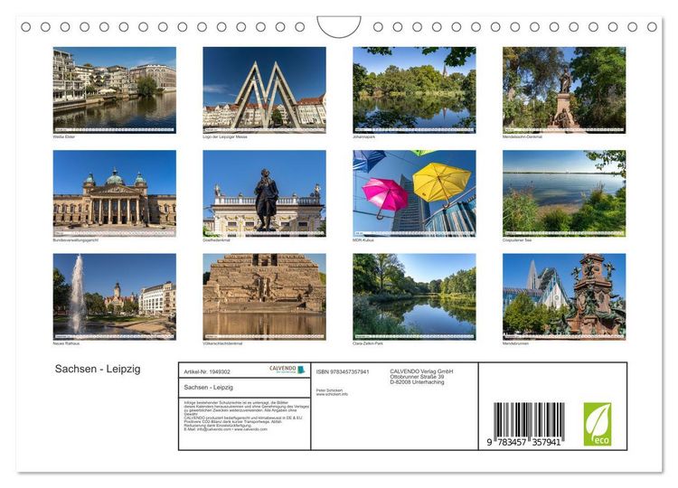 Produktbild: Sachsen - Leipzig (Wandkalender 2026 DIN A4 quer), CALVENDO Monatskalender