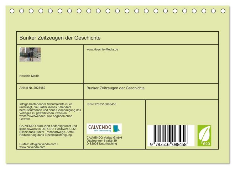 Produktbild: Bunker Zeitzeugen der Geschichte (Tischkalender 2026 DIN A5 quer), CALVENDO Monatskalender