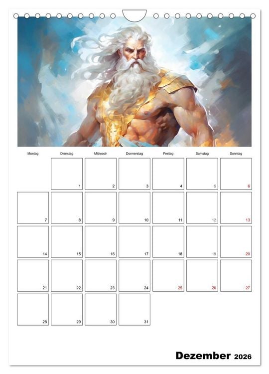 Produktbild: Der g&ouml;ttliche Planer. Aquarelle von antiken griechischen G&ouml;ttern (Wandkalender 2026 DIN A4 hoch), CALVENDO Monatskalender