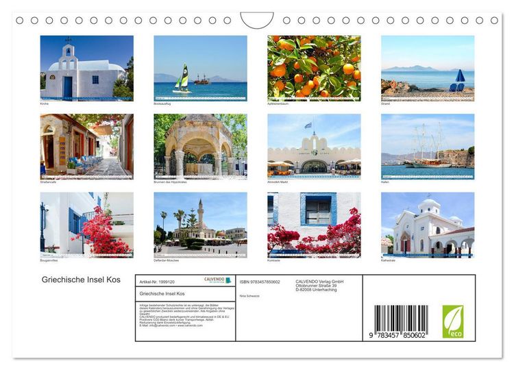 Produktbild: Griechische Insel Kos (Wandkalender 2026 DIN A4 quer), CALVENDO Monatskalender