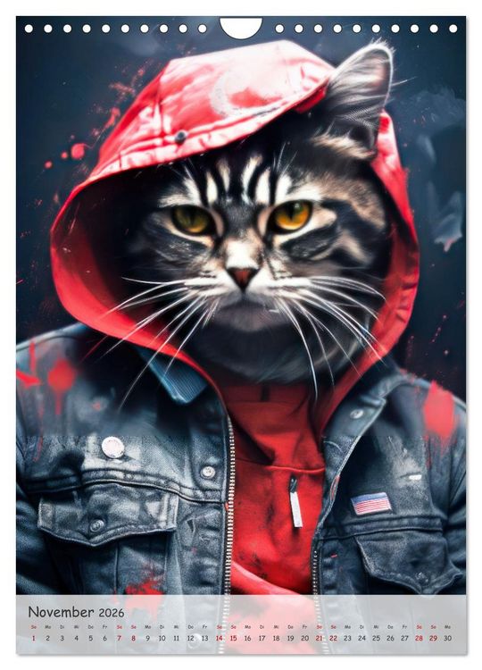 Produktbild: Katzen im lustigen Gangsterlook (Wandkalender 2026 DIN A4 hoch), CALVENDO Monatskalender