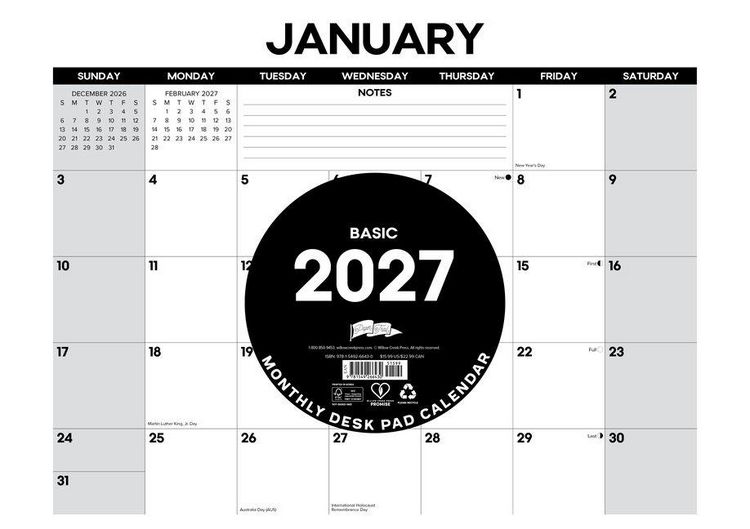 Produktbild: Basic 2027 17 X 12 Small Monthly Deskpad