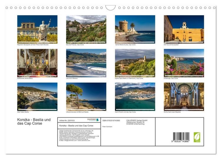 Produktbild: Korsika - Bastia und das Cap Corse (Wandkalender 2026 DIN A3 quer), CALVENDO Monatskalender