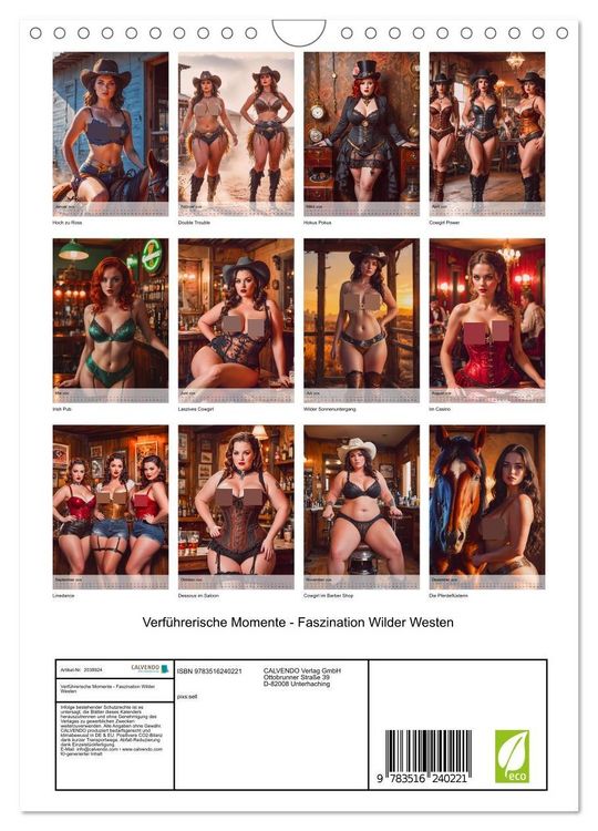 Produktbild: Verf&uuml;hrerische Momente - Faszination Wilder Westen (Wandkalender 2026 DIN A4 hoch), CALVENDO Monatskalender