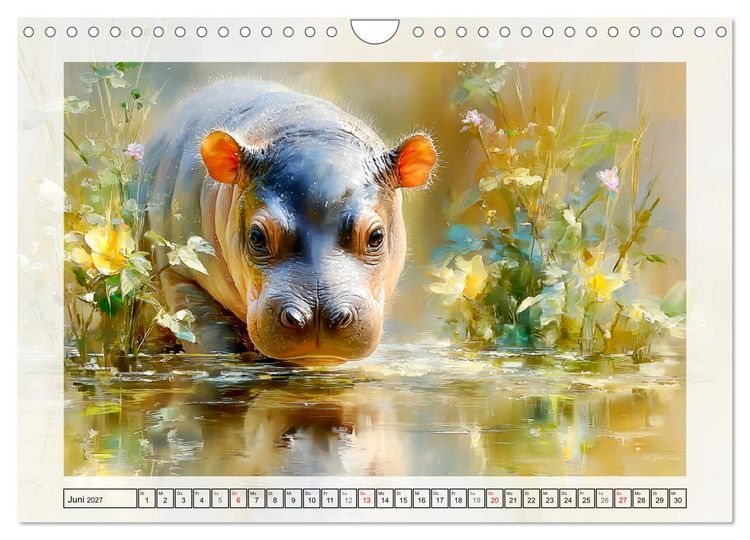 Produktbild: Zwergflusspferde. Kleine Hippos im Sumpfgebiet (Wandkalender 2027 DIN A4 quer), CALVENDO Monatskalender