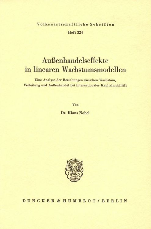 Produktbild: Au&szlig;enhandelseffekte in linearen Wachstumsmodellen.
