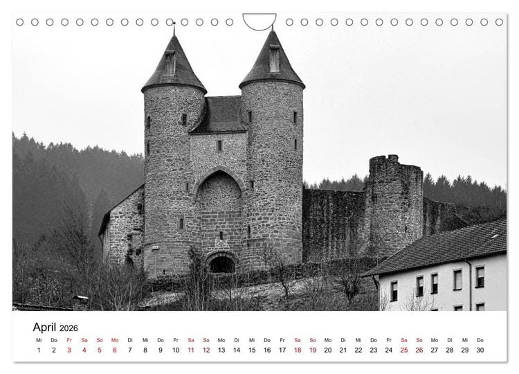 Produktbild: Burgen in schwarzwei&szlig; - Wie aus alten Zeiten (Wandkalender 2026 DIN A4 quer), CALVENDO Monatskalender
