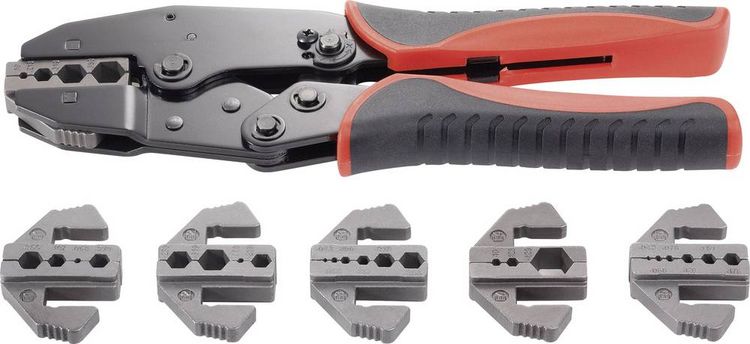 Produktbild: TOOLCRAFT PZ-505 818645 Crimpzange 7teilig Koaxial-Steckverbinder BNC, TNC, LWL-Stecker RG6, RG8, RG11, RG58, RG59, RG62, RG174
