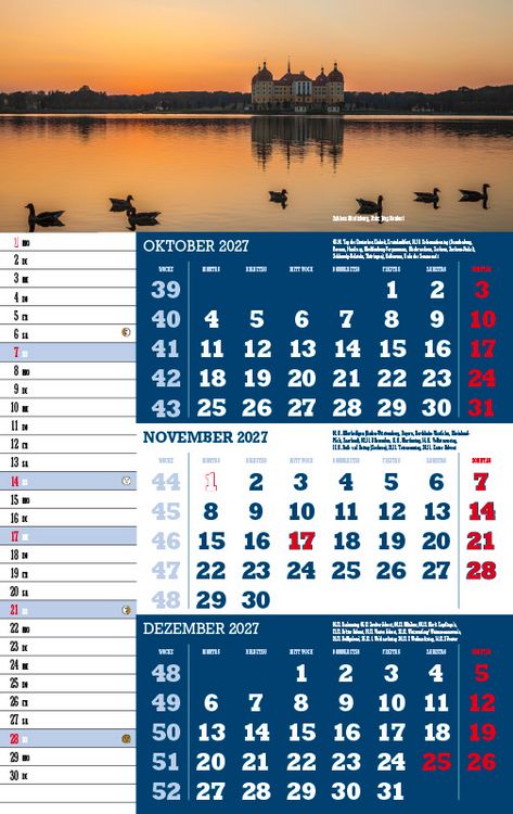 Produktbild: Drei-Monatskalender Sachsen 2027