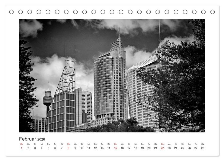 Produktbild: SYDNEY Monochrom (Tischkalender 2026 DIN A5 quer), CALVENDO Monatskalender