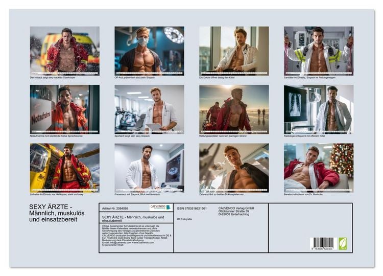 Produktbild: SEXY &Auml;RZTE - M&auml;nnlich, muskul&ouml;s und einsatzbereit (Wandkalender 2026 DIN A2 quer), CALVENDO Monatskalender