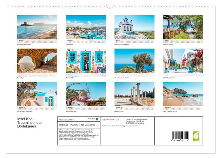 Produktbild: Insel Kos - Trauminsel des Dodekanes (Wandkalender 2027 DIN A2 quer), CALVENDO Monatskalender